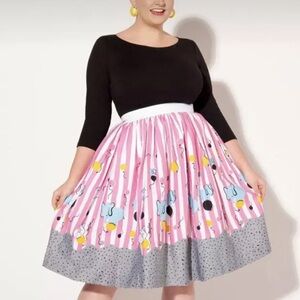 Pinup Couture Mary Blair Jenny Skirt Circus Elephant Print Skirt NWT